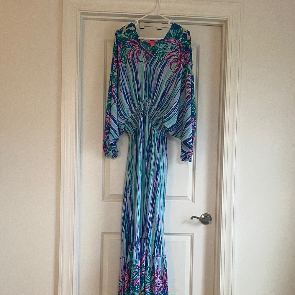 Lilly Pulitzer Vibrant Blue and Pink Long Sleeve Dress